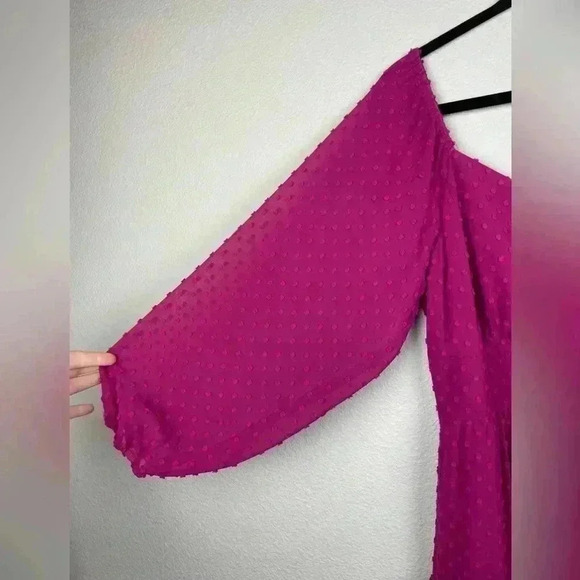 J.CREW Women's 12 Tiered Long-Sleeve Midi Dress Swiss Dot Berry Pink - Picture 5 of 12